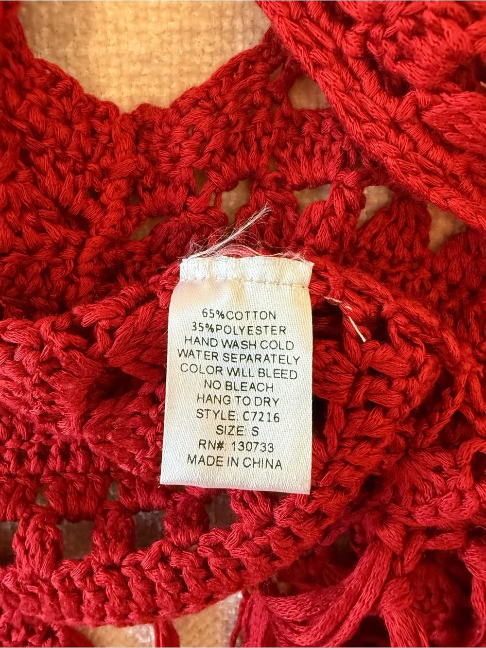 Umgee Red Crochet Fringe Sweater Vest Women's Small